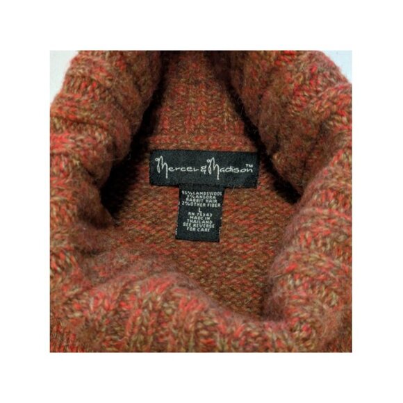 Mercer & Madison Lambswool Angora Red Brown Marled Turtleneck Sweater Large - Picture 3 of 4